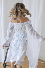 Load image into Gallery viewer, Elegant Sexy Boho Beach Long Sleeve Sky Blue White Chiffon Summer Maxi Dress Vintage Korean Bodycon Party Long Dresses For Women