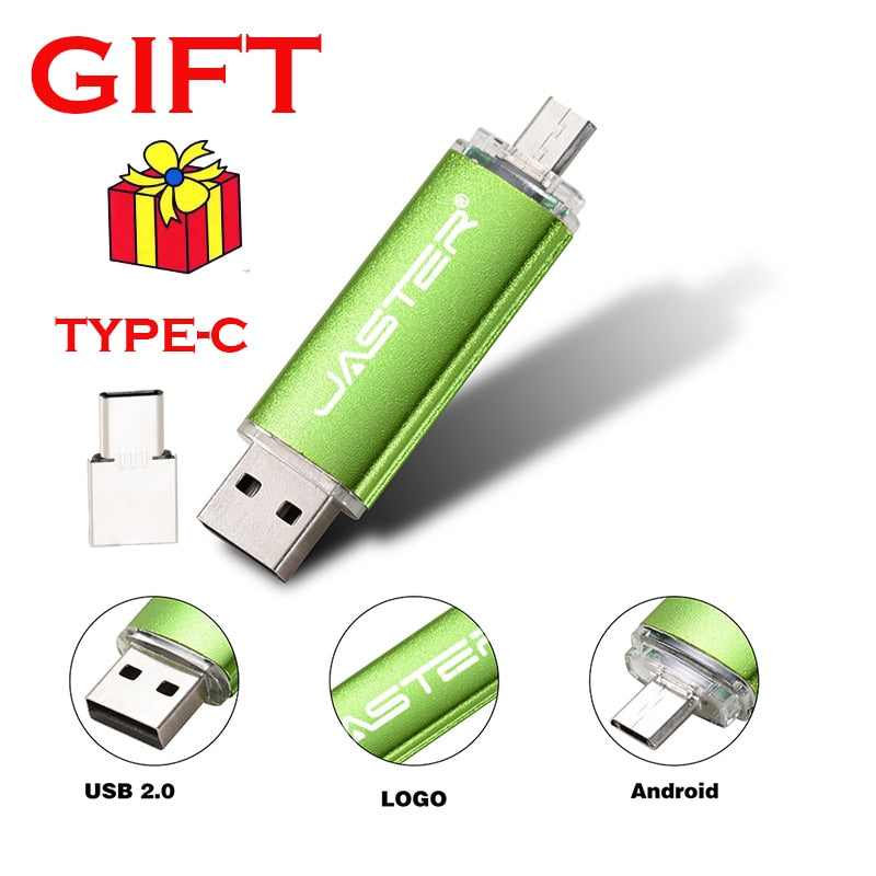 Custom Logo Colourful OTG USB Flash Drive Usb 2.0 Pen Drive for Android SmartPhone/PC 8GB 16GB 32GB 64GB type-C Pendrive Gifts